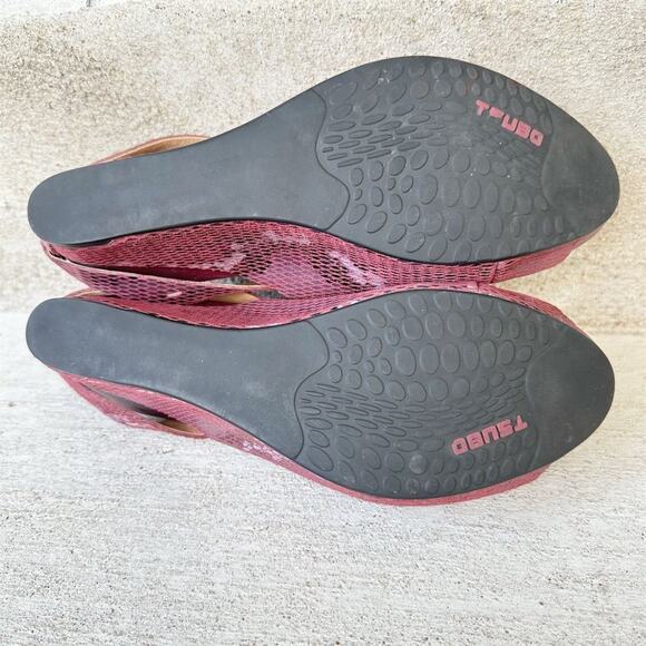 Tsubo Ovid Snake Print Wedge Platform Mules Size 8.5‎ Burgundy Purple Reptile - Picture 10 of 11